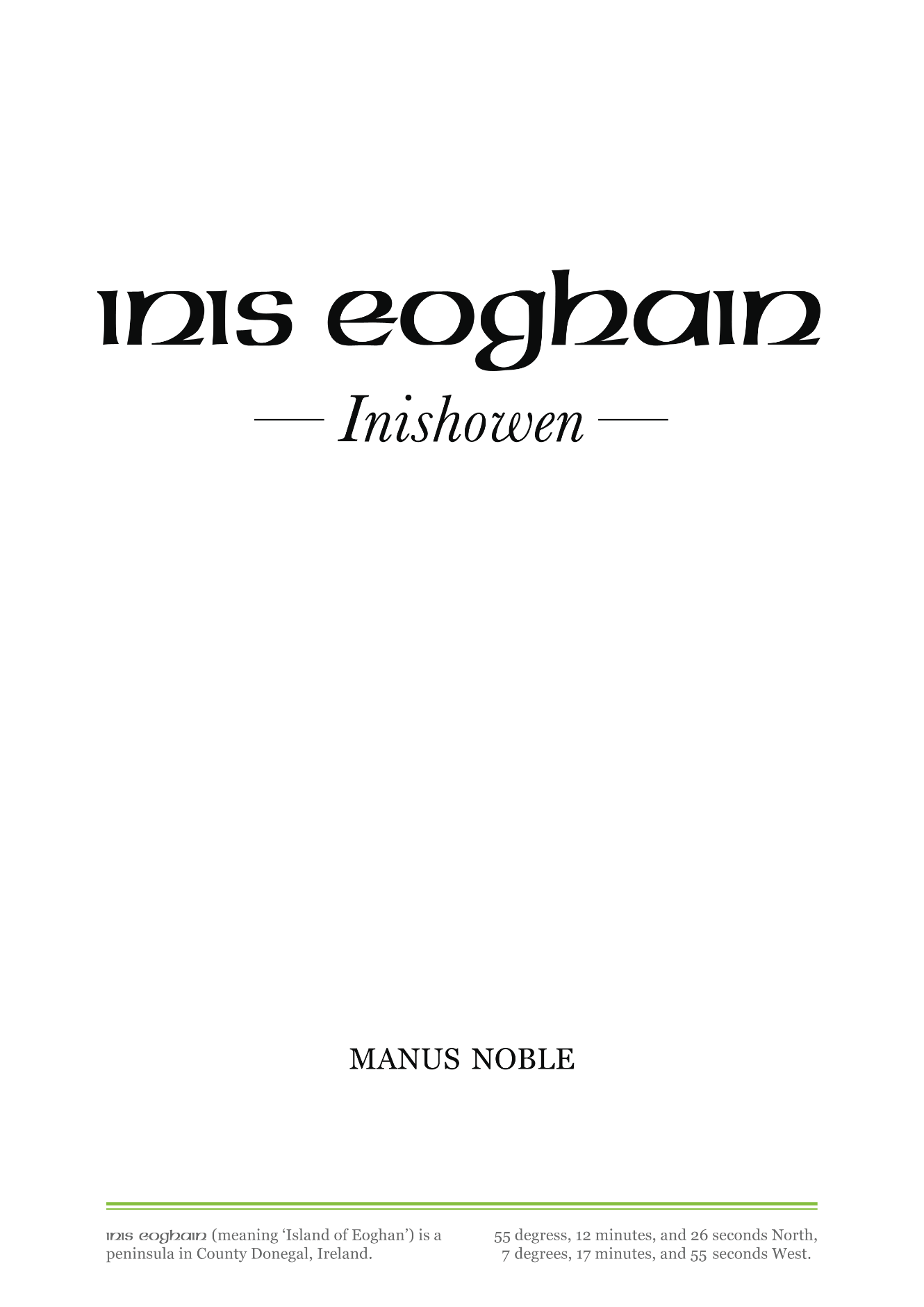 Cover for Manus Noble’s composition ‘Inishowen’